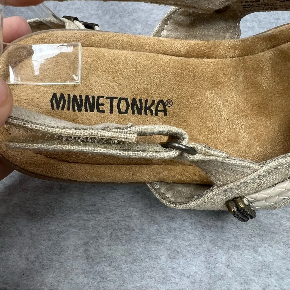Minnetonka Womens 8 Wide Silvie Slingback Sandals Western Boho Natural Vegan New - Picture 8 of 12